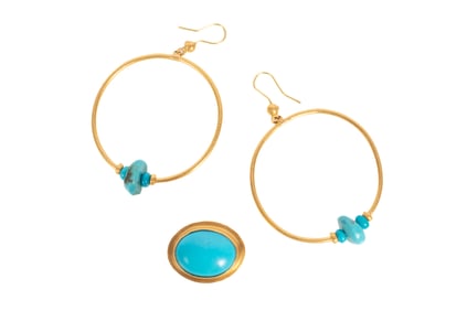 Group of Yossi Harari 24 kt. Yellow Gold and Turquoise Jewelry