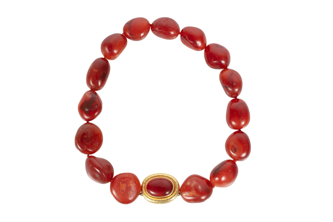 Elizabeth Locke 18 kt. Yellow Gold and Polished Carnelian Bead Necklace (1 of 3)