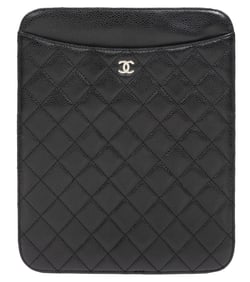 Chanel Black Quilted Caviar Leather iPad Case
