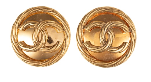 Pair of Vintage Chanel Logo Ear Clips