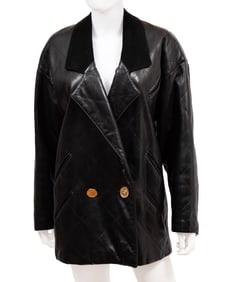 Vintage Chanel Quilted Black Lambskin Leather Jacket