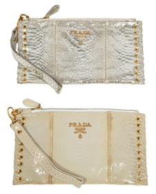 Two Prada Python Leather Clutches