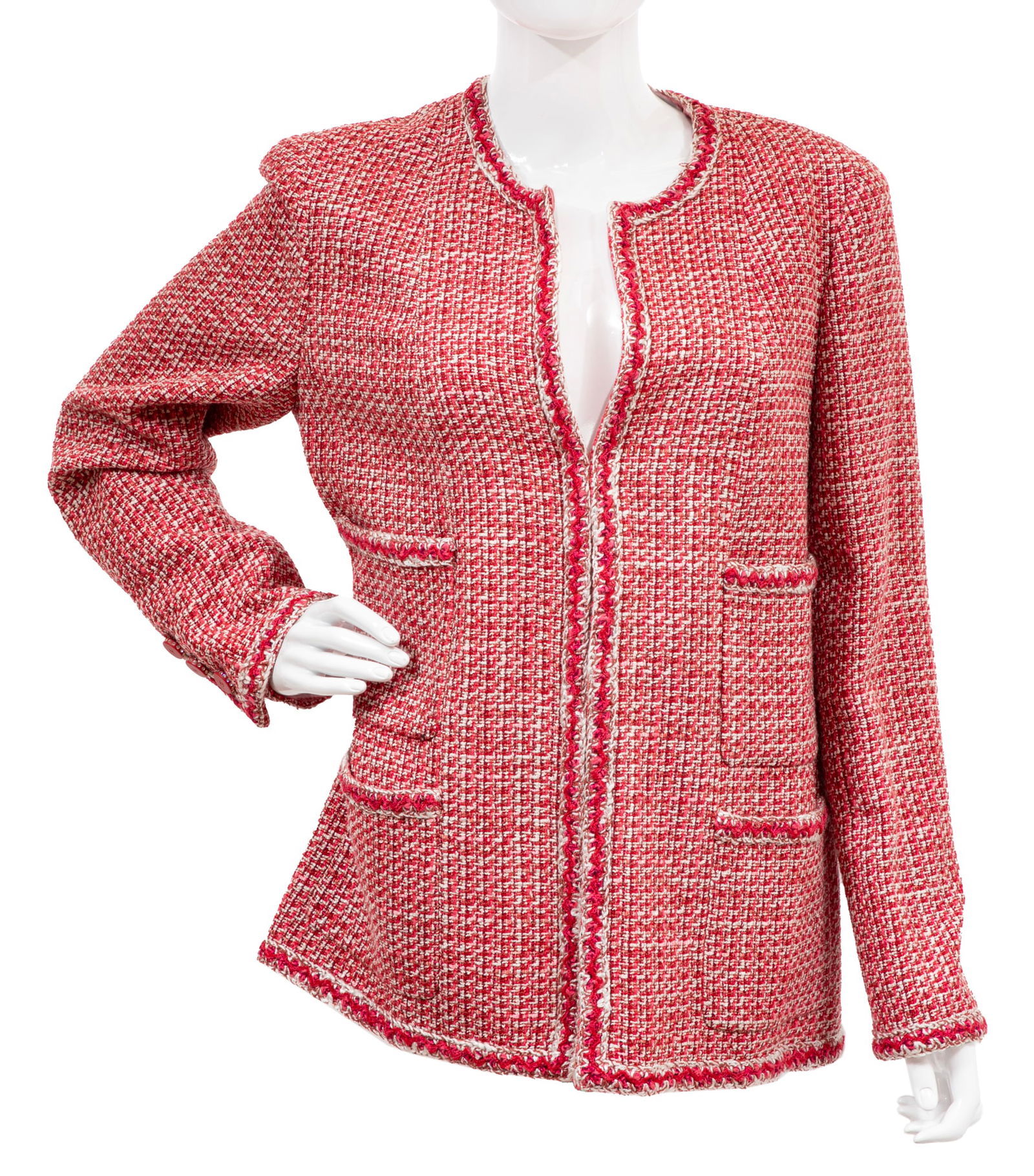 Vintage Chanel Pink Tweed Jacket, Spring/Summer 2002 (1 of 5)