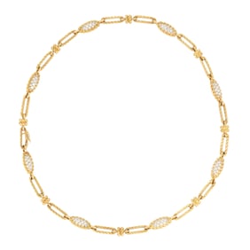 Fred Paris 18 kt. Yellow Gold and Diamond Pav? Chain Necklace and Bracelet