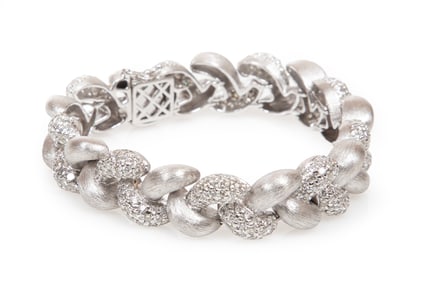 18 kt. White Gold and Pave Diamond Braided Bracelet