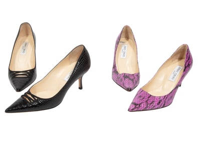 Two Pairs of Jimmy Choo Leather Heels