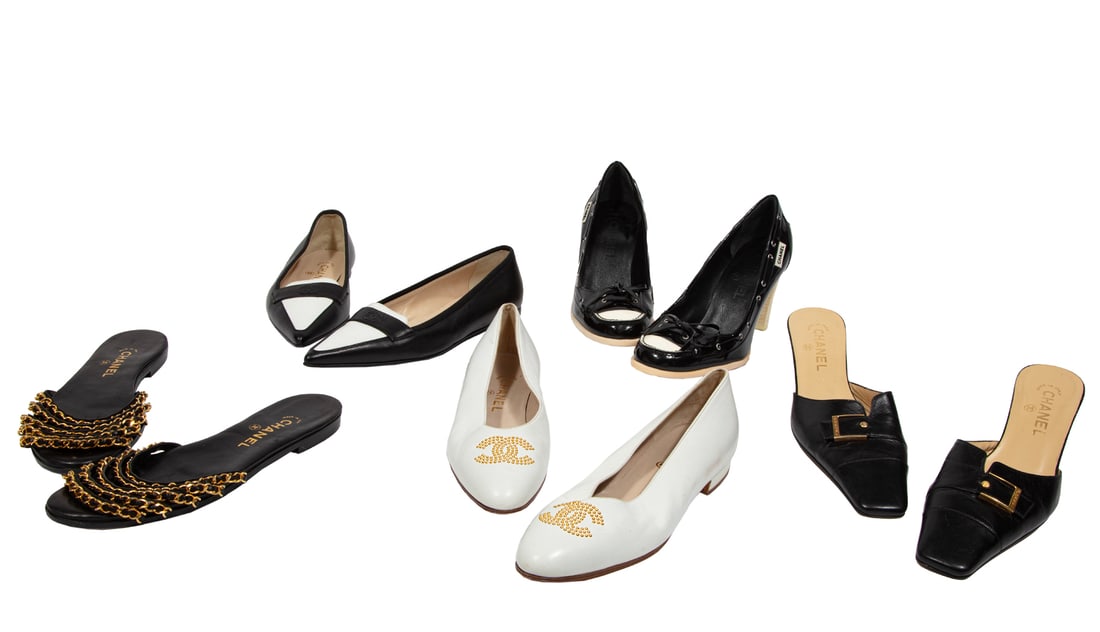 Five Pairs of Vintage Chanel Black and White Leather Shoes (1 of 16)