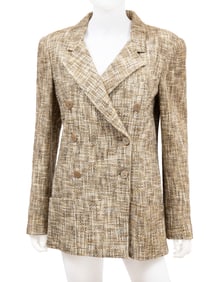 Vintage Chanel Cotton Tweed Double Breasted Jacket, Spring/Summer 2003