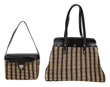 Two Lambertson Truex Wicker and Leather Handbags