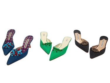 Pair of Prada Mules and Two Pairs of Manolo Blahnik Mules