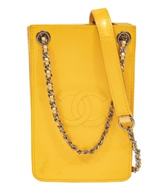 Chanel Yellow Patent Leather Phone Holder Crossbody Bag