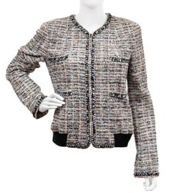 Vintage Chanel Multicolor Tweed Bomber Jacket, Spring/Summer 2004