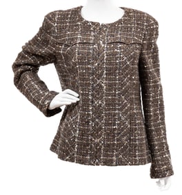 Vintage Chanel Sequin Embellished Tweed Zip Front Jacket, Fall/Winter 2004