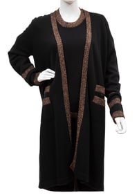 Vintage Chanel Black Cashmere Two-Piece Sweater Set with Metallic Trim, Fall/Winter 2004