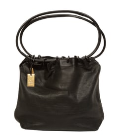 Gucci Black Mesh Leather Karung Ring Bucket Bag