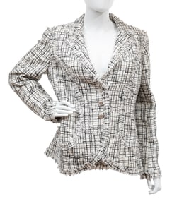 Vintage Chanel Navy and White Tweed Blazer, Cruise 2006