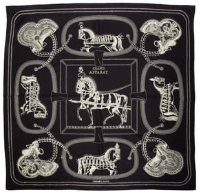 Hermès [Hermes] Embroidered "Grand Apparat" Silk Scarf 90 in Original Box