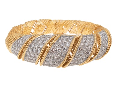 Vintage 18 kt. Yellow Gold and Diamond Woven Rope Bracelet