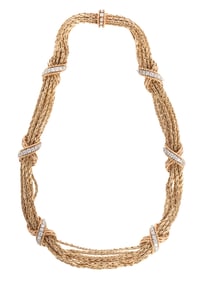 David Friedman & Sons 14 kt. Yellow Gold and Diamond Twisted Rope Necklace