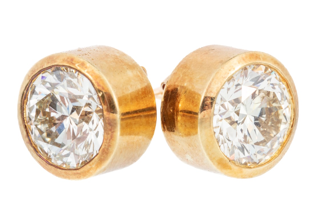 Pair of 18 kt. Yellow Gold and 8.77 Carat Diamond Stud Earrings (1 of 4)