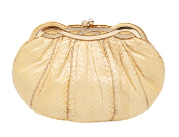Judith Leiber Ivory Snakeskin Evening Bag