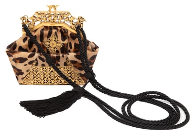 Vintage Fendi Leopard Print Evening Bag