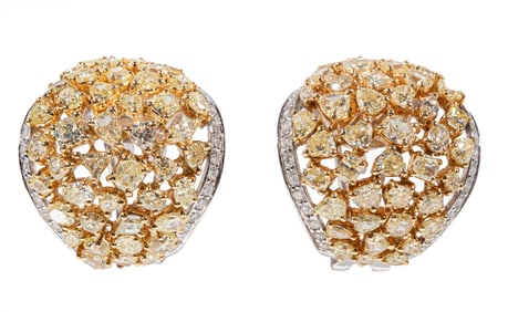 18 kt. Two Tone Gold and Yellow Diamond Earrings