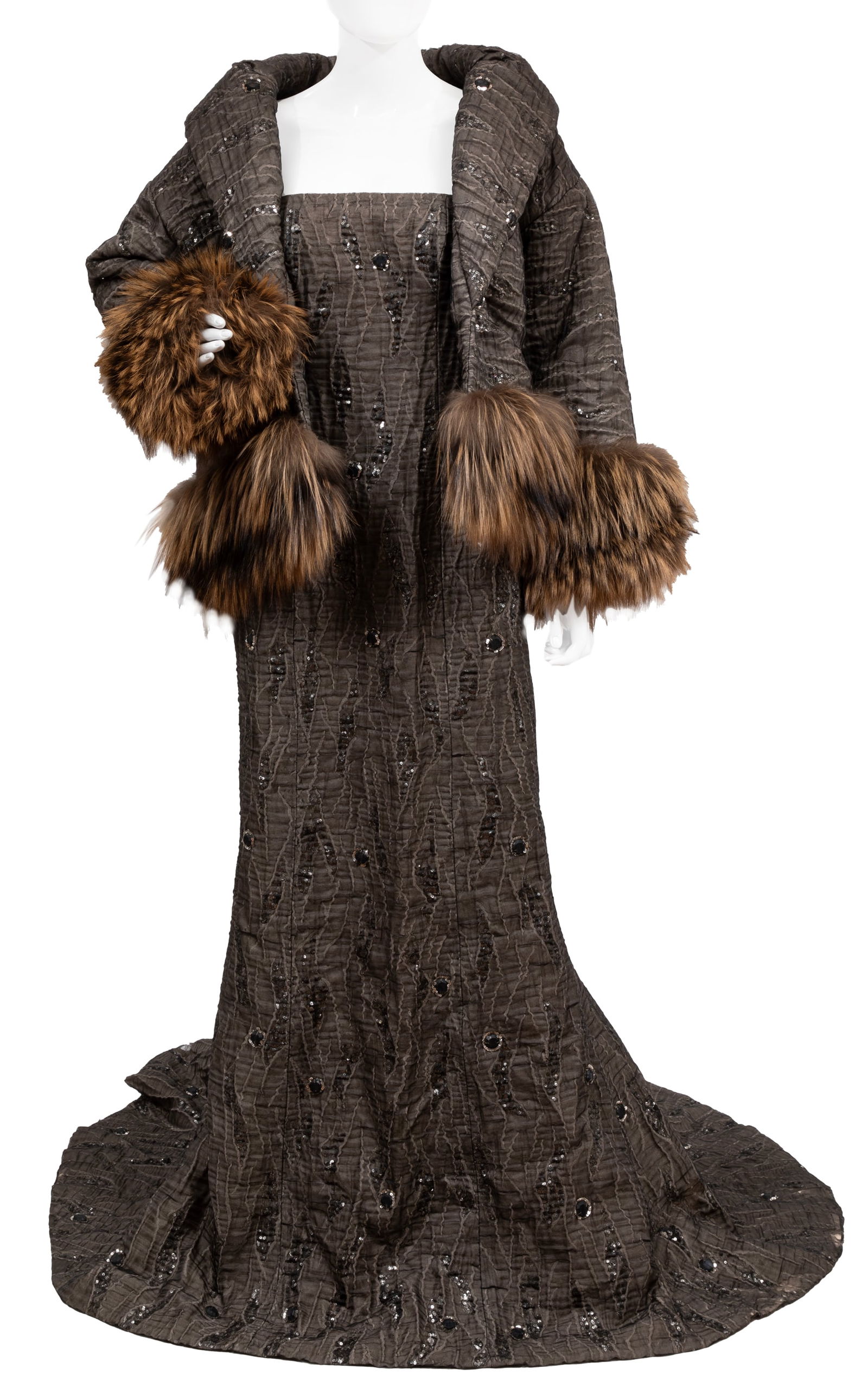 Vintage Carolina Herrera Evening Gown and Fur Trimmed Jacket (1 of 5)