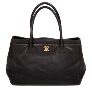 Chanel Executive Tote Bag in Brown Calfskin Leather