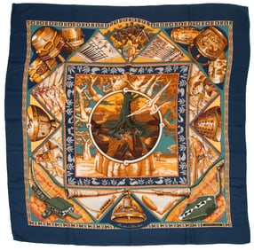 Hermès [Hermes] "Au Son du Tam-Tam" Cashmere Silk Shawl 140 in Original Box