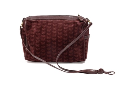 Vintage Bottega Veneta Burgundy Suede Butterfly Jacquard Handbag