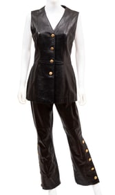 Vintage Begedor Italia Black Leather Top and Pants