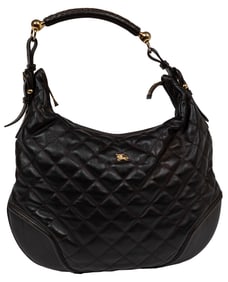 Burberry Brown Hoxton Quilted Leather Hobo Bag