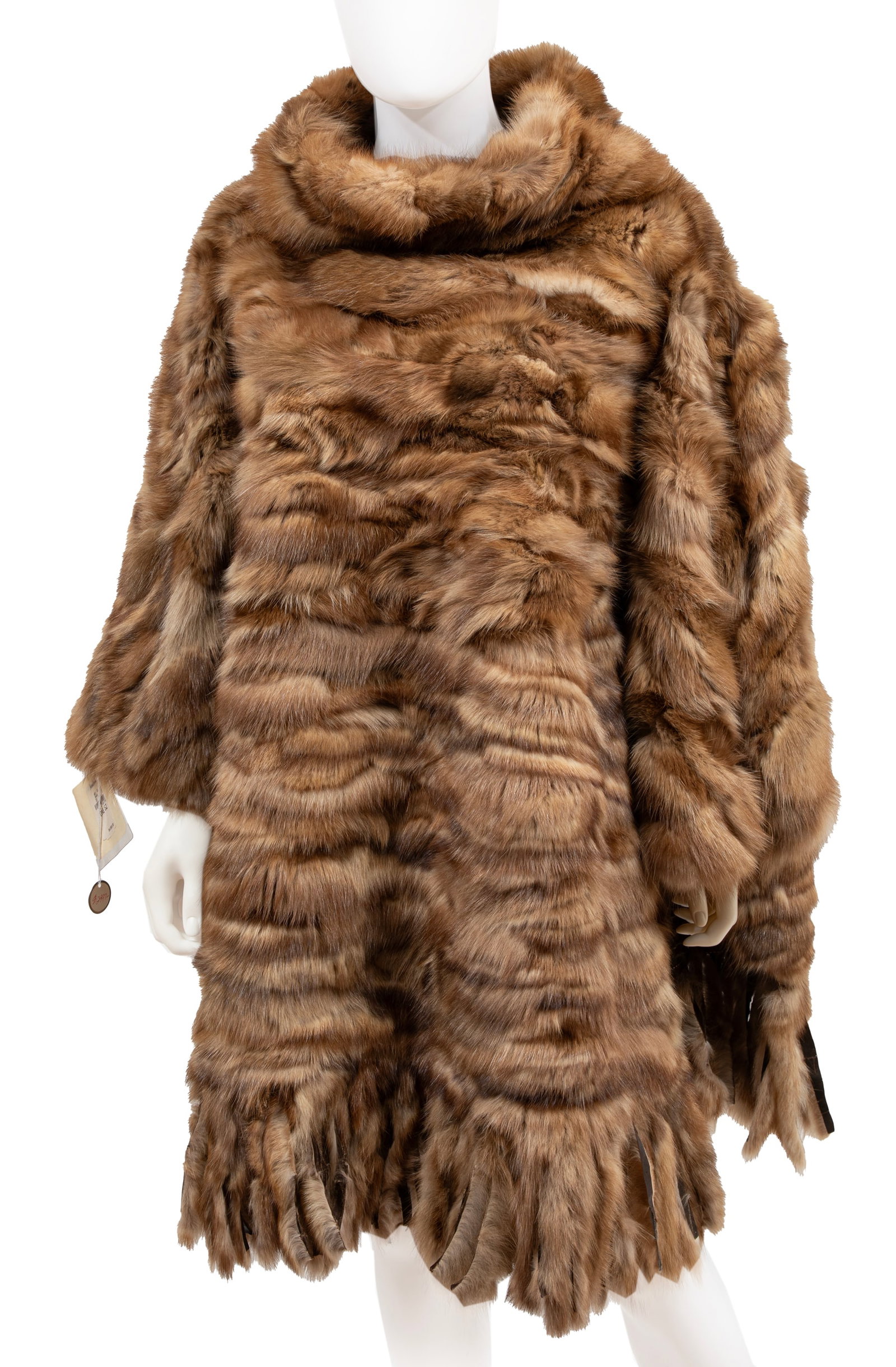 Guiliana Teso Fur Poncho: Guiliana Teso Fur Poncho labeled, Made in Italy, one size.
