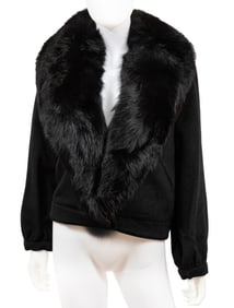 Agnona Angora Wool Jacket with Black Fur Collar