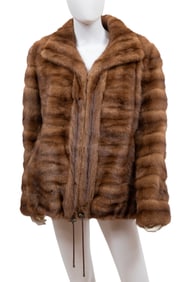 Brown Mink Fur Cinch Waist Coat