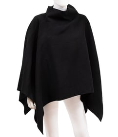 DKNY Black Wool Poncho