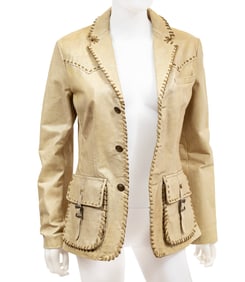 Vintage Ralph Lauren Western-Style Whipstitch Leather and Fringe Jacket