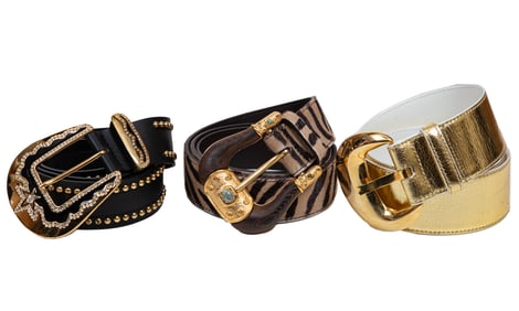 Three Vintage Designer Western Belts