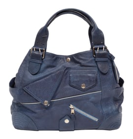 Alexander McQueen "Faithful Biker" Blue Leather Tote