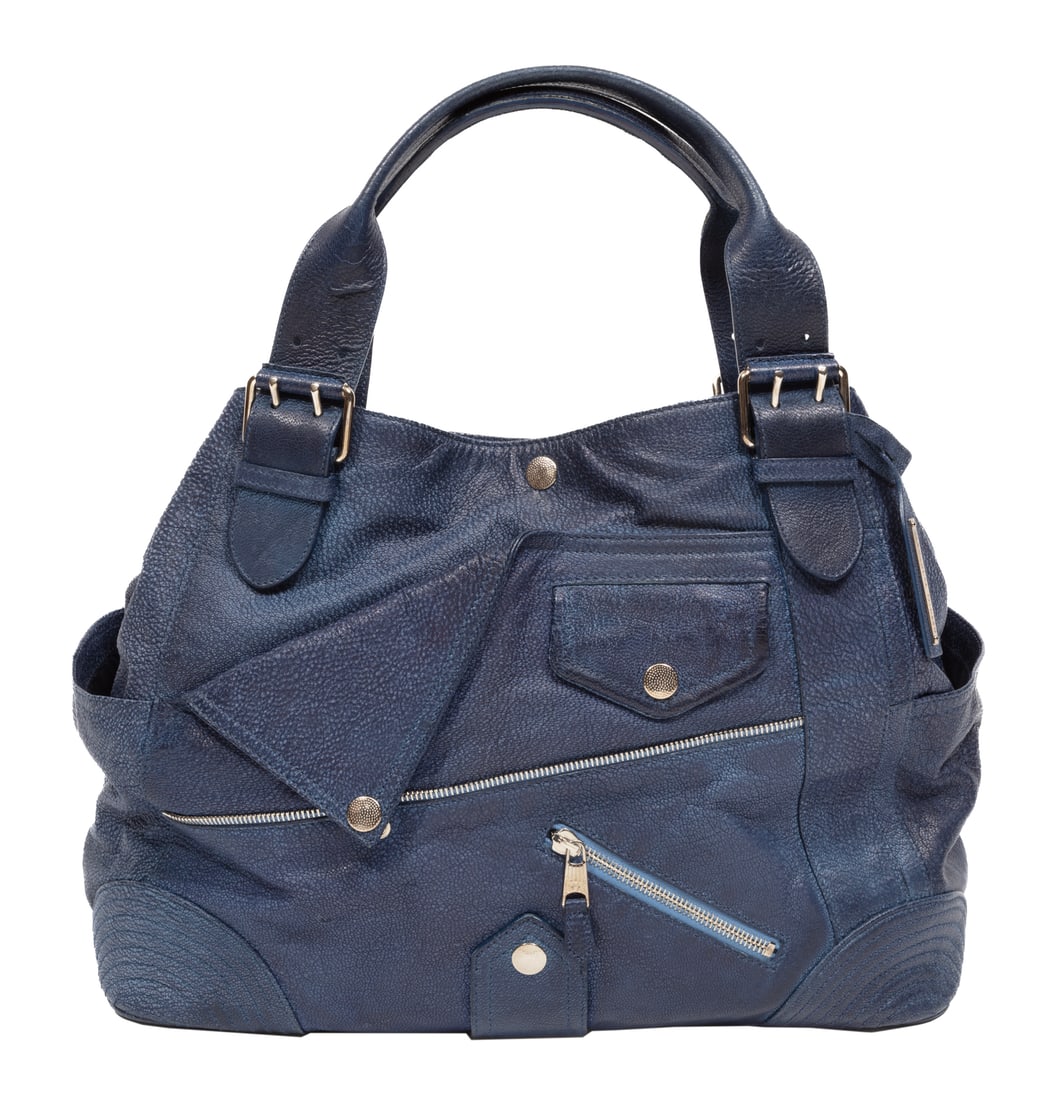 Alexander McQueen "Faithful Biker" Blue Leather Tote (1 of 6)