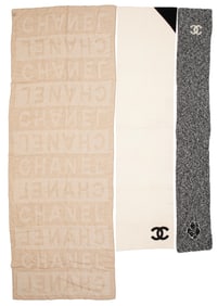 Three Vintage Chanel Cashmere Scarves