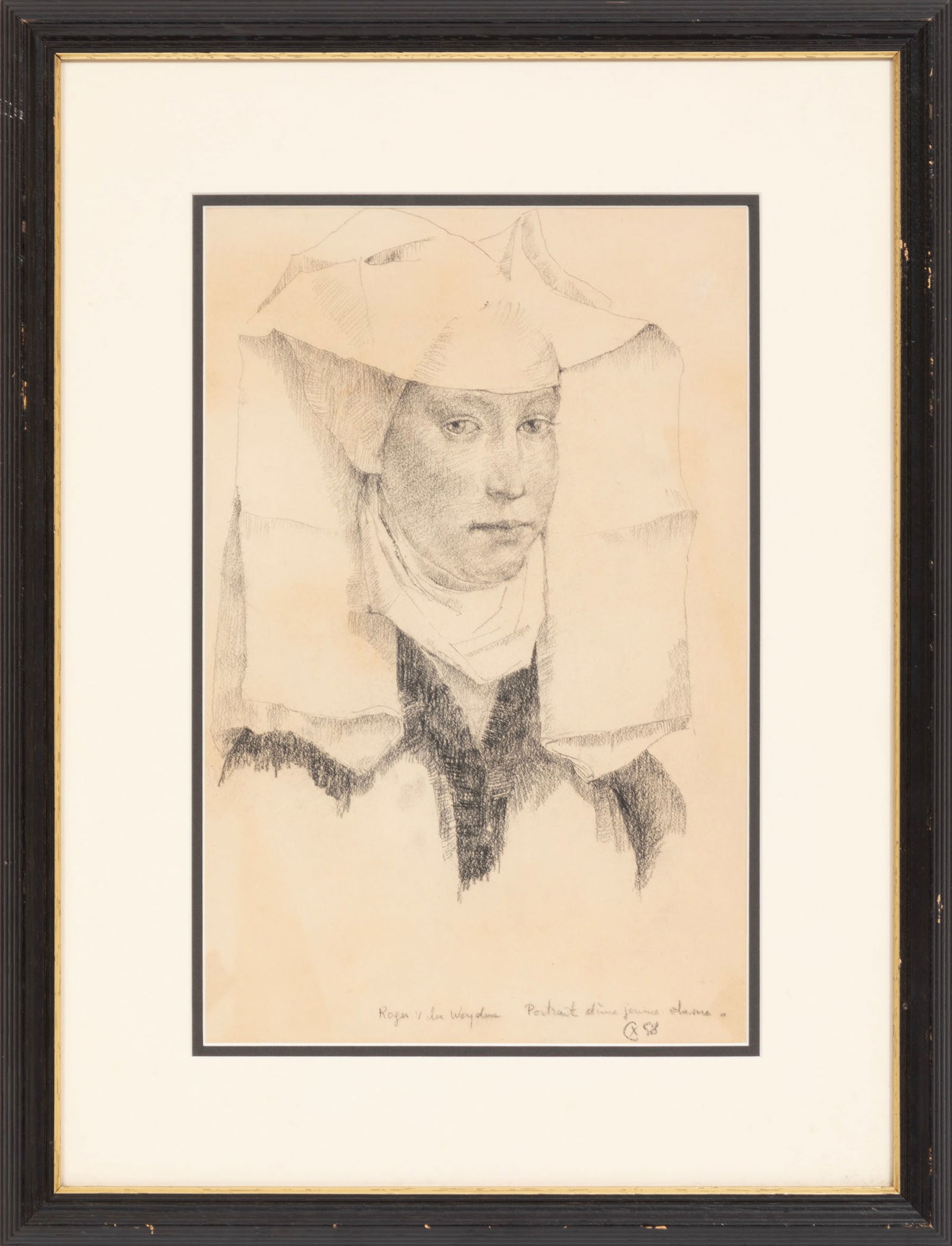 Xavier de Callatay, Belgian/Louisiana 1932-1999, "Roger van der Weyden Portrait d'une Jeune Dame", (1 of 3)