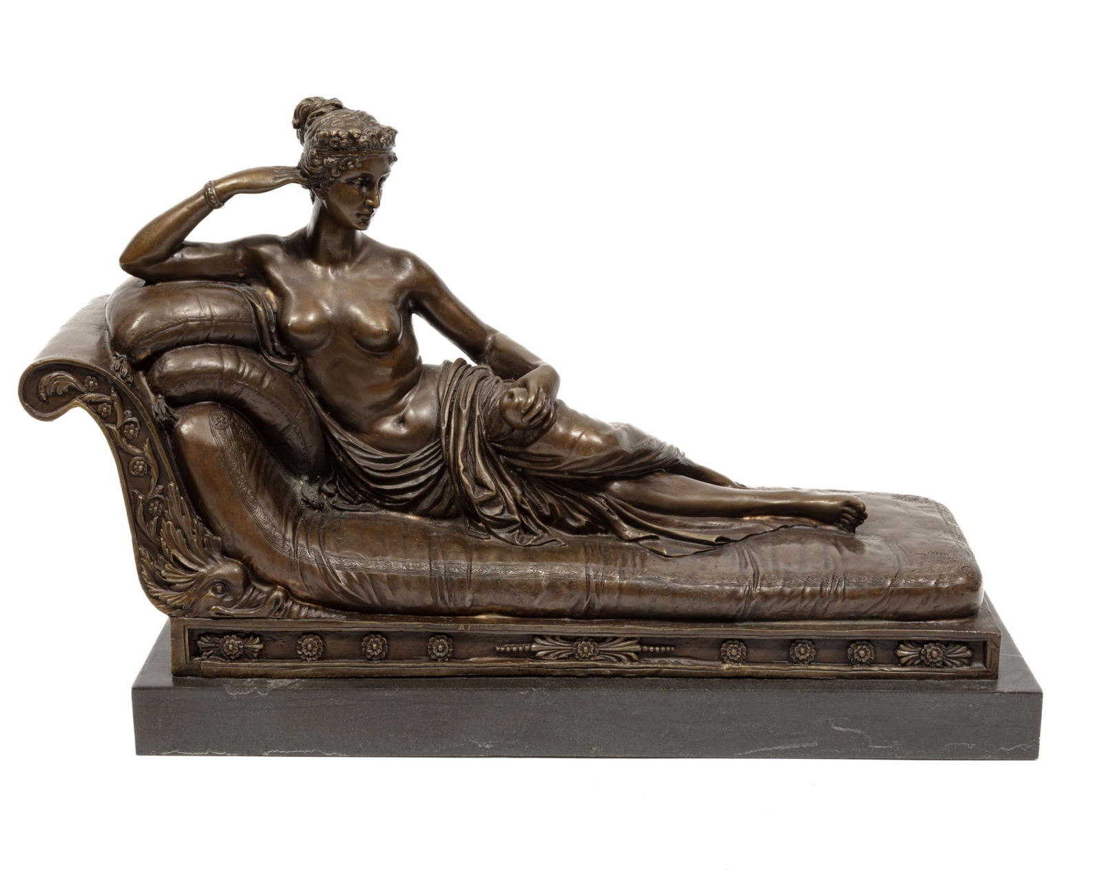 Bronze Figure of Pauline Bonaparte as Venus Victrix: Bronze Figure of Pauline Bonaparte as Venus Victrixafter Antonio Canova, unsigned, marble base.11 3/4 x 20 1/2 x 6 1/2 in. (29.8 x 52.1 x 16.5 cm.), Overall Height: 13 1/2 in. (34.3 cm.)