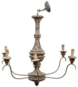 Italian Carved and Painted Six-Light Chandelier