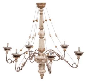Italian Carved and Painted Six-Light Chandelier