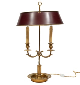 Antique French Bronze Two-Light Bouillotte Lamp