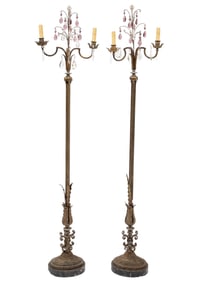 Pair of Continental Two-Light Floor Lamps