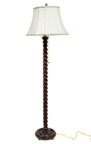 English Baroque-Style Walnut Barley Twist Floor Lamp