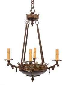 Diminutive Belle Epoque-Style Four-Light Chandelier